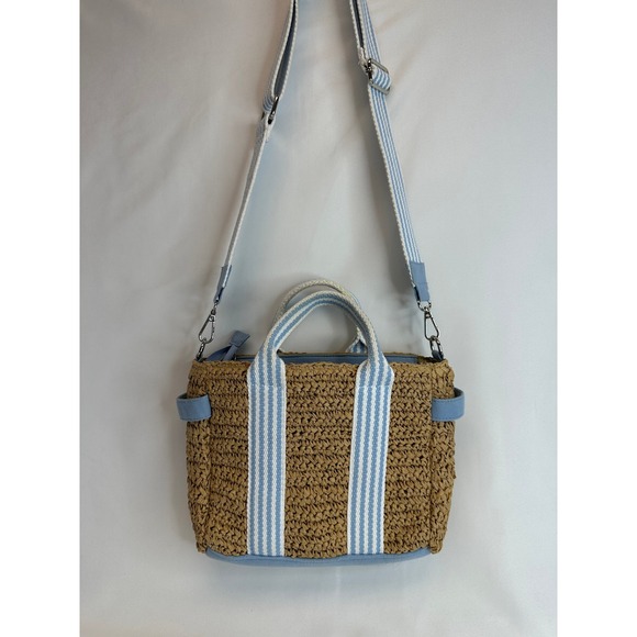 Antik Kraft Handbags - Antik Kraft Straw Canvas Purse Tote‎ Bag Summer Spring Top Handle Crossbody Blue